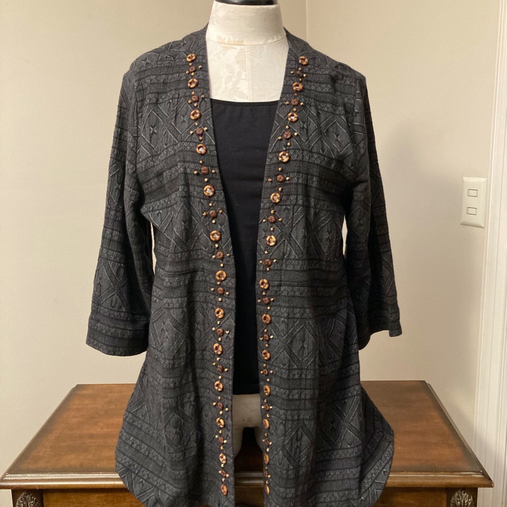 Soft Surroundings black and gray jacket/cardigant, size L